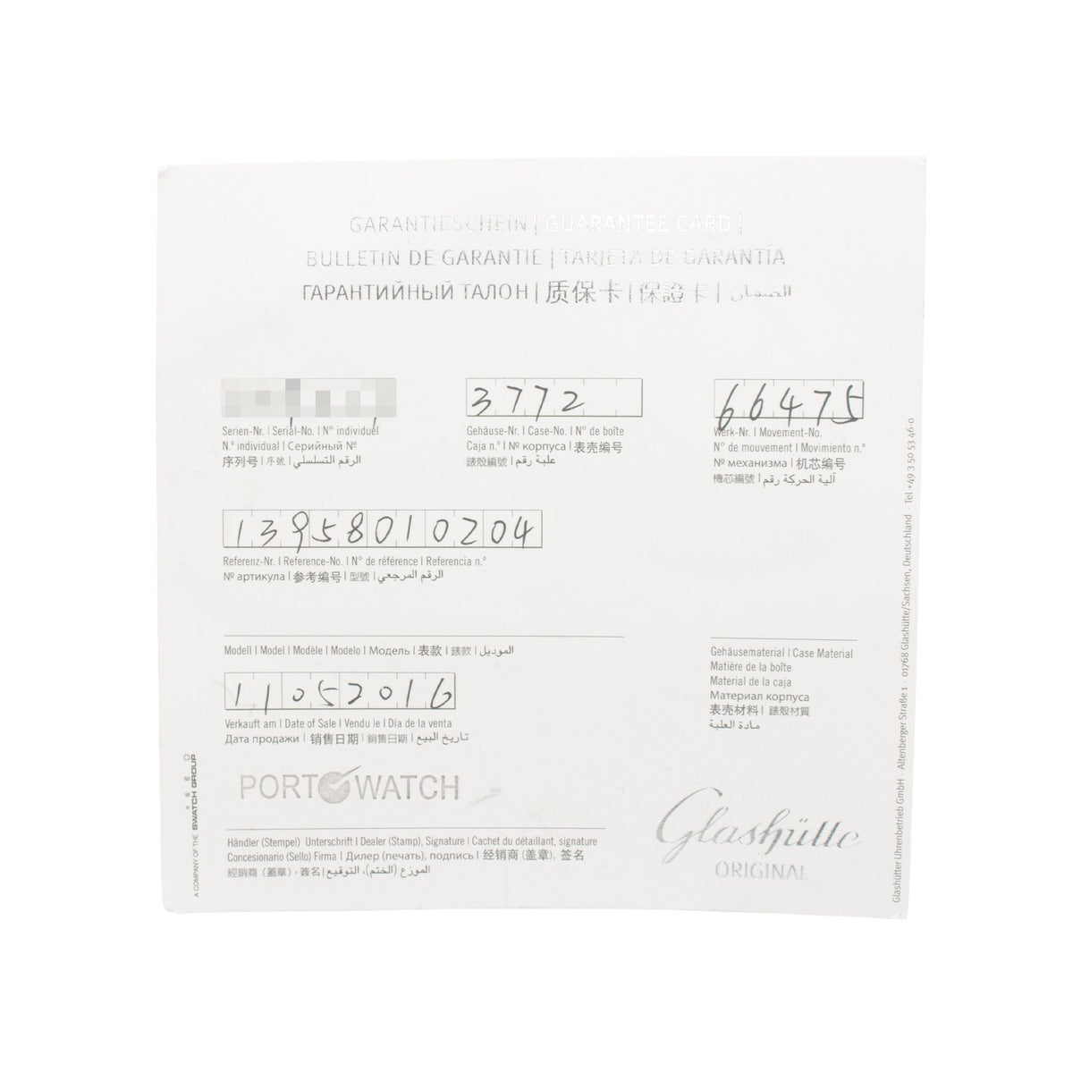 Glashutte Original Senator Hand Date Steel